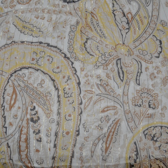 BCBGMAXAZRIA Gold Metallic Stripe Paisley Blouse - Picture 2 of 6